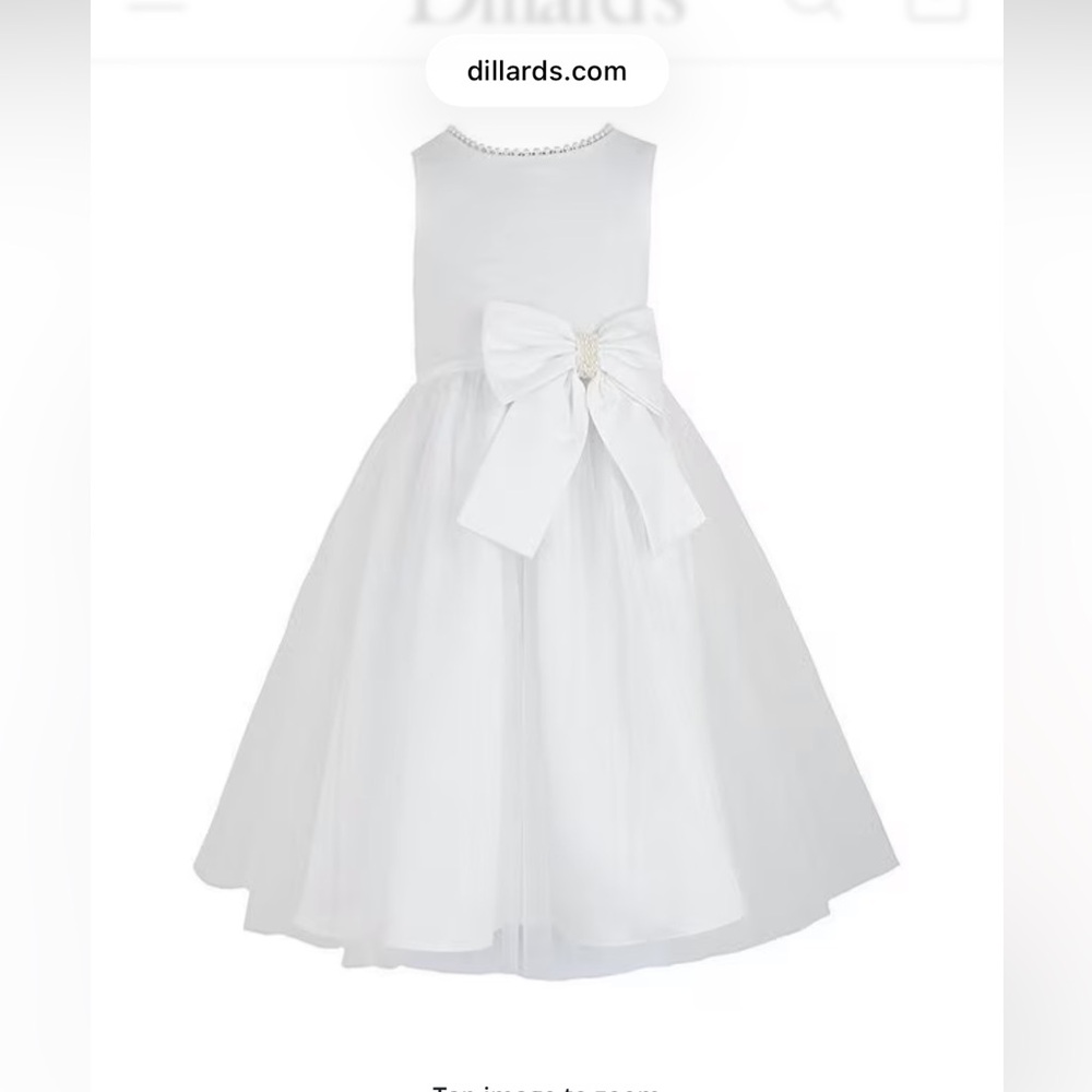 Little Girls Sleeveless Pearl Trim Bow Dress